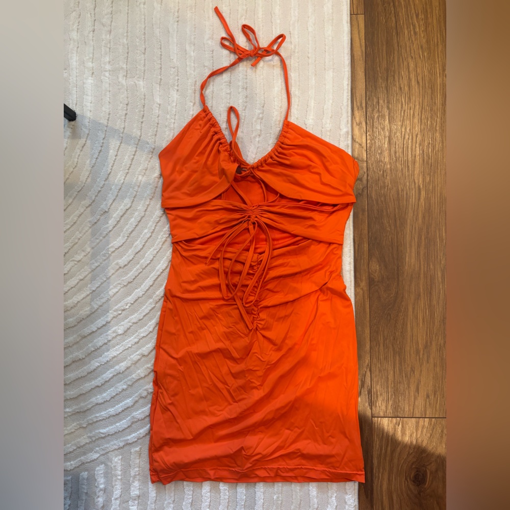 Orange cutout mini dress